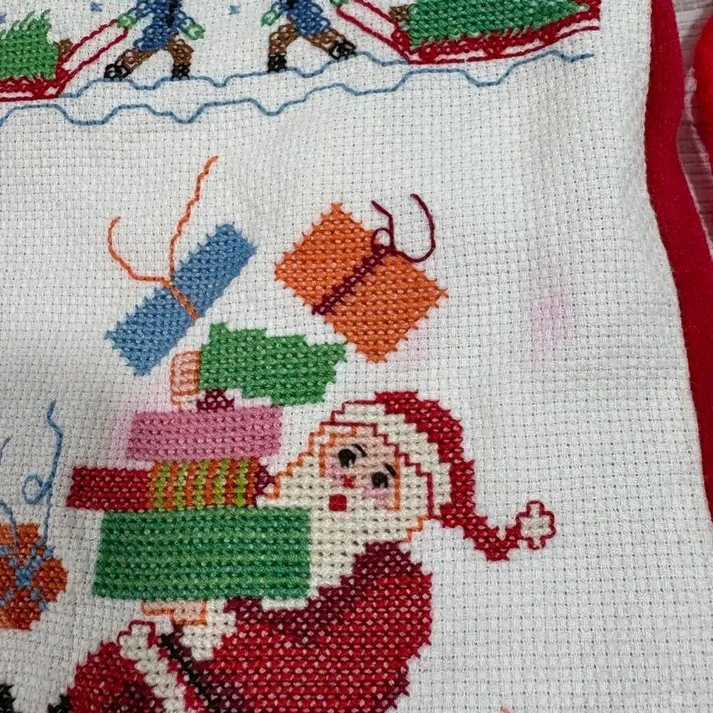 VTG 80s Needlepoint stockings Grandma & Grampa christmas decor *see mark*